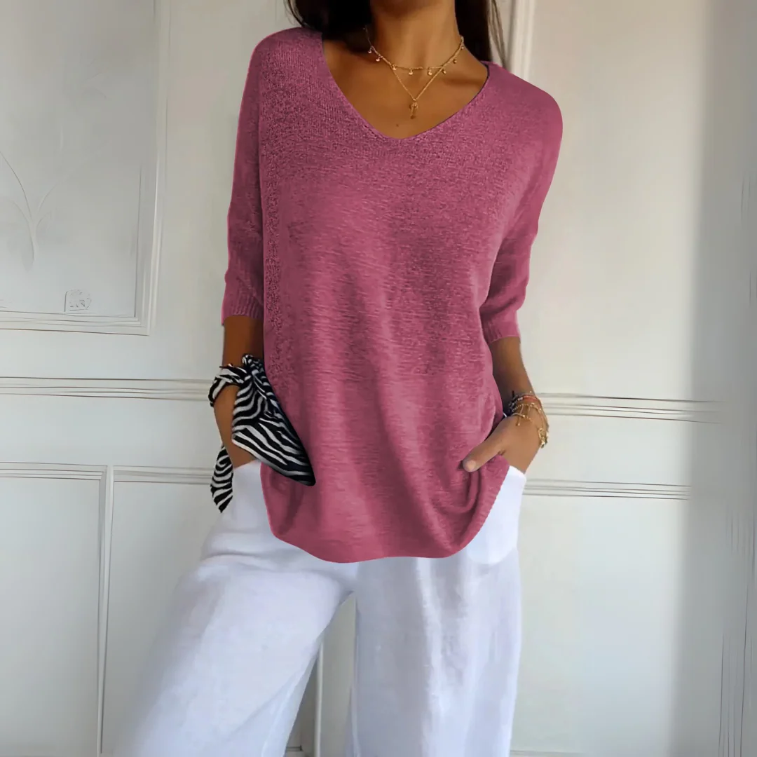 Haut léger à col en V en maille douce – Image 5