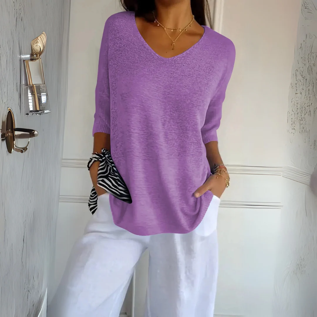 Haut léger à col en V en maille douce