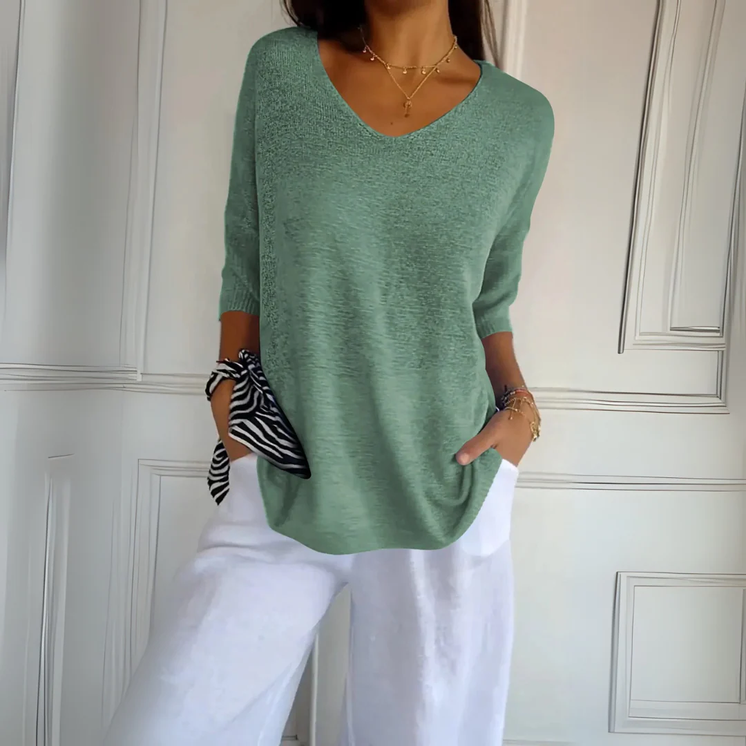 Haut léger à col en V en maille douce – Image 8