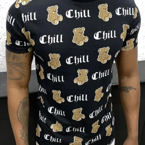 T-shirt noir Ourson Chill