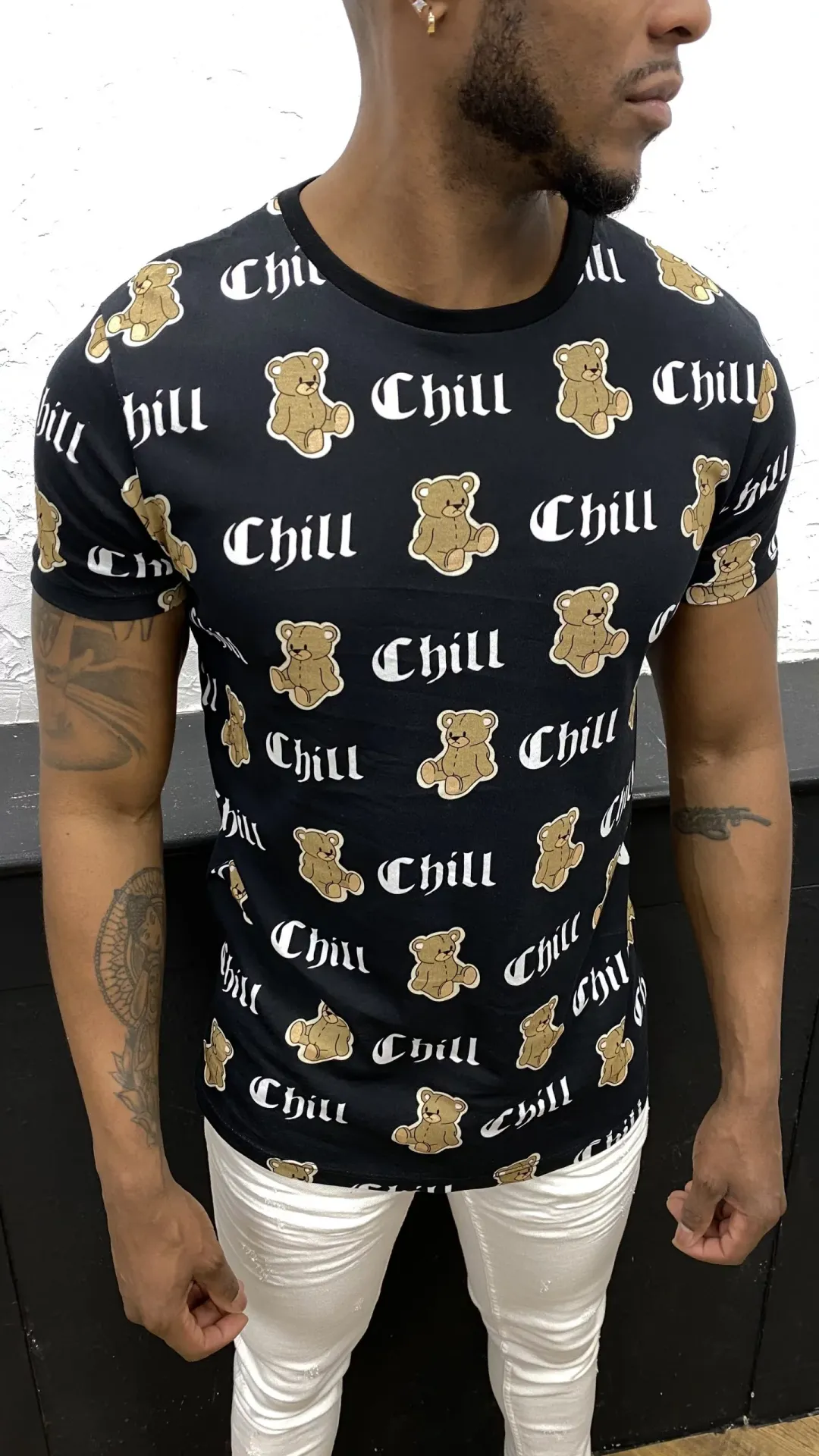 T-shirt noir Ourson Chill