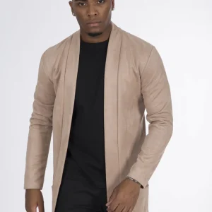 Gilet en suédine effet daim beige