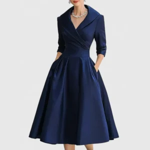 Robe midi élégante avec col croisé