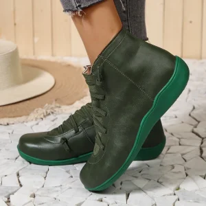 Bottines chaussons femme semelle souple de couleur vert