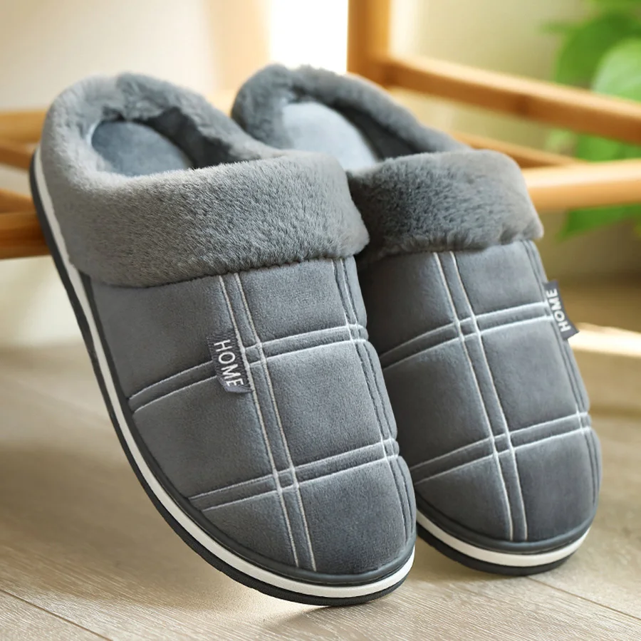 Chaussons chauds homme confortables respirants Gris