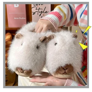 Chaussons Hérisson Peluche Fluffy HiverChaussons Cocooning Hérisson Doux et Chaud