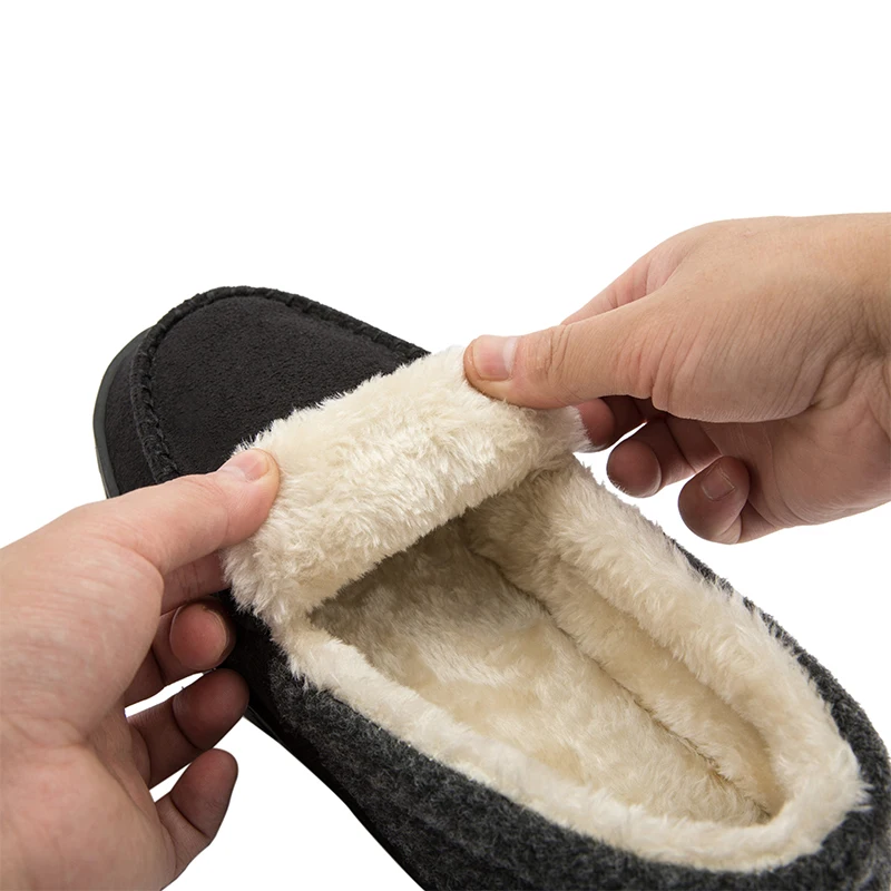 Chaussons cuir homme chaud intérieur laine beiges – Image 4