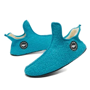 Chaussons rigolos homme peluche cocooning Bleu-ciel