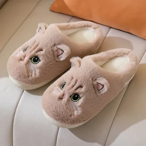 Chausson chat peluche cocooning