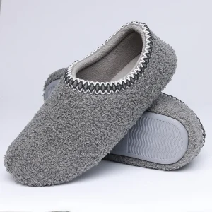 Chaussons chaudes homme semelle souple Gris
