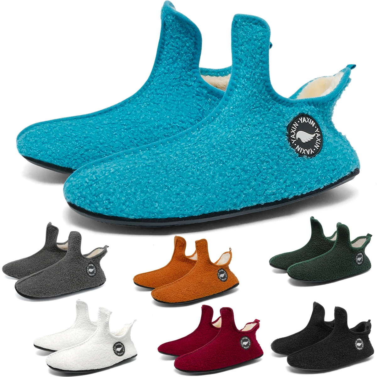 Chaussons rigolos homme peluche cocooning Bleu-ciel – Image 2