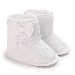 Chaussons bébé en laine avec nœud papion