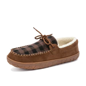 Chaussons cuir homme luxe doublés laine naturelle Marrons