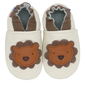 Chaussons bébé cuir fille Lion