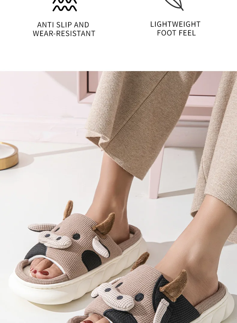 Chaussons fantaisie vache mauve confort – Image 3