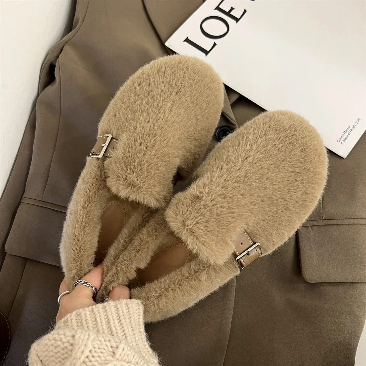 Chaussons femme ballerines chaudes élégantes – Image 2