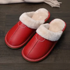 Mules cuir homme confort respirant Rouge