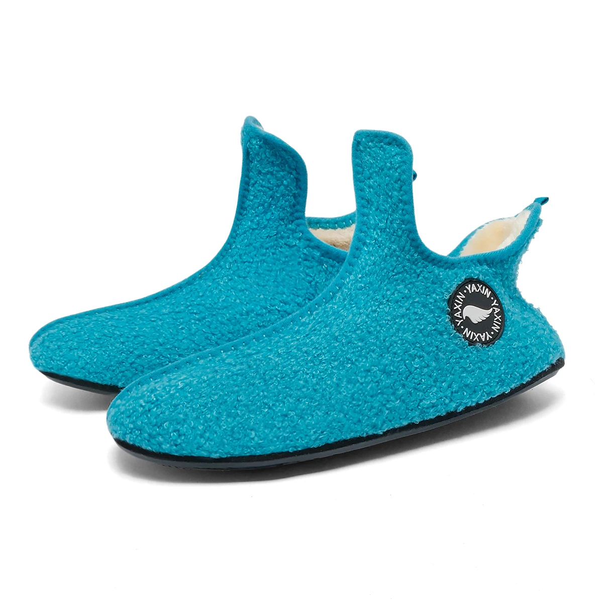 Chaussons rigolos homme peluche cocooning Bleu-ciel – Image 6