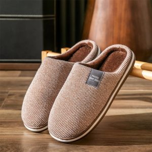 Chaussons homme peluche | Classique marron