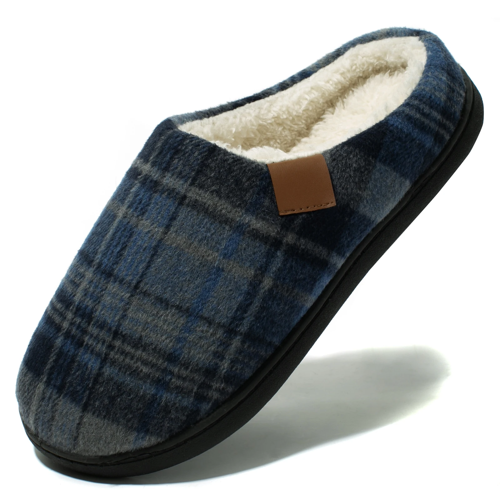 Charentaises homme chaudes traditionnelles Noirs et bleu