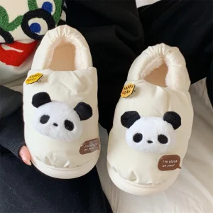 • Chaussons rigolos homme style panda peluche blancs