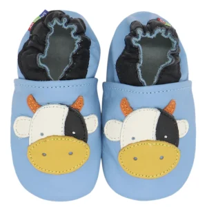 Chaussons bébé cuir fille tête de vache