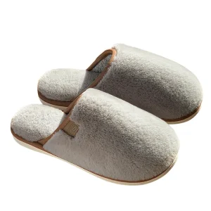 Chaussons femme chauds cocooning gris doux