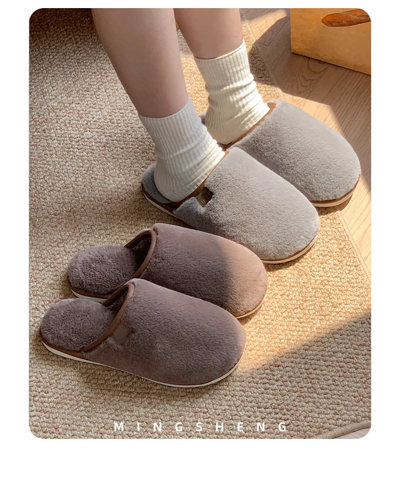 Chaussons femme chauds cocooning gris doux – Image 2