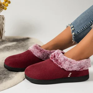 Chaussons femme fourrés rouges tendance