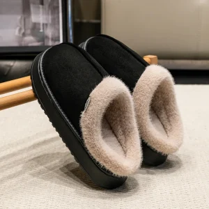 Chaussons chauds homme cuir élégant