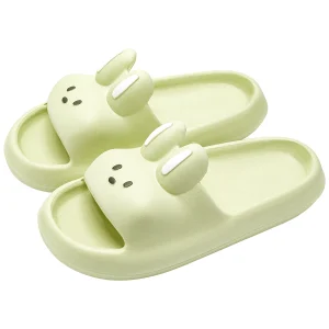 Chaussons Lapin Été verts avec oreilles longues – Doux et Légers