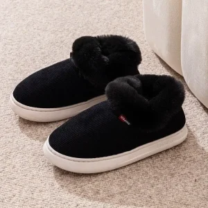 Chaussons chauds femme montants d’hiver noirs