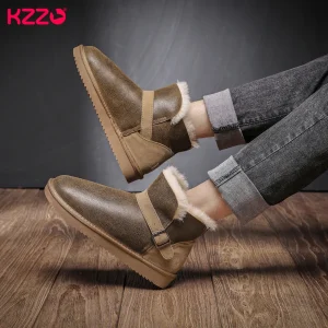 Nom proposé : Chaussons cuir mouton retourné homme Café