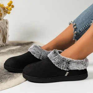 Chaussons femme fourrés Noirs tendance