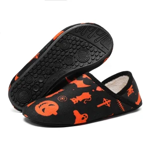 Chaussons D’Halloween Homme – Flanelle Douce et Charme Fantomatique