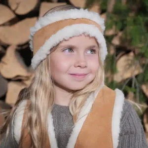 BANDEAU CACHE-OREILLES ENFANT EN CUIR FOURRÉ 100 % LAINE DE MOUTON – ARTISAN