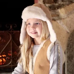 CHAPKA BÉBÉ ET ENFANT FOURRÉE  EN PEAU LAINÉE 100 % AGNEAU VÉRITABLE – ARTISAN