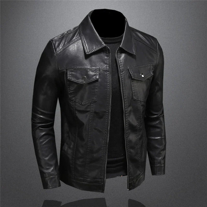 Veste en cuir noir homme – Image 4