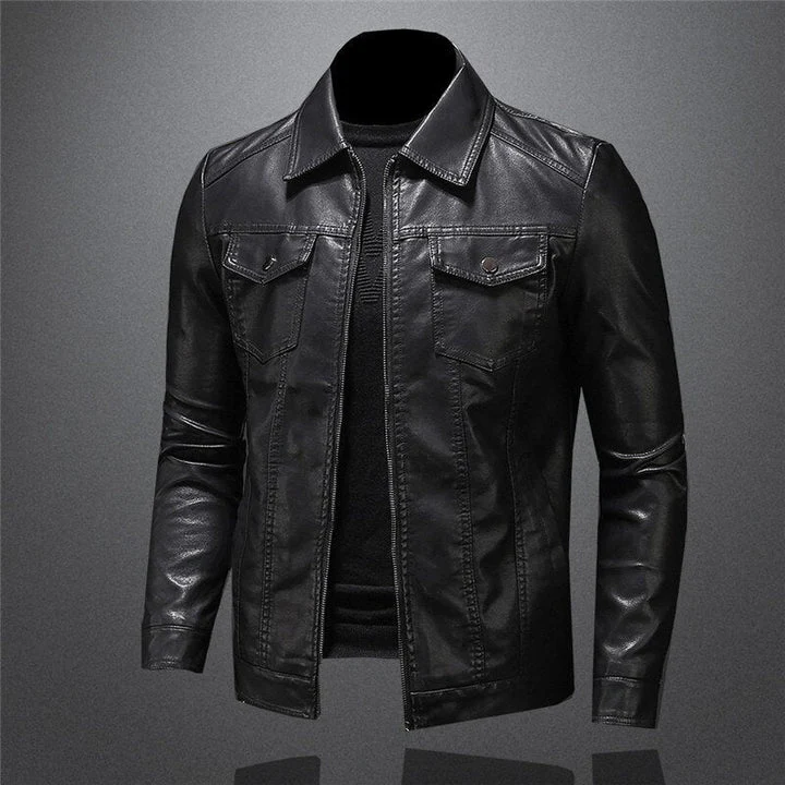 Veste en cuir noir homme – Image 5