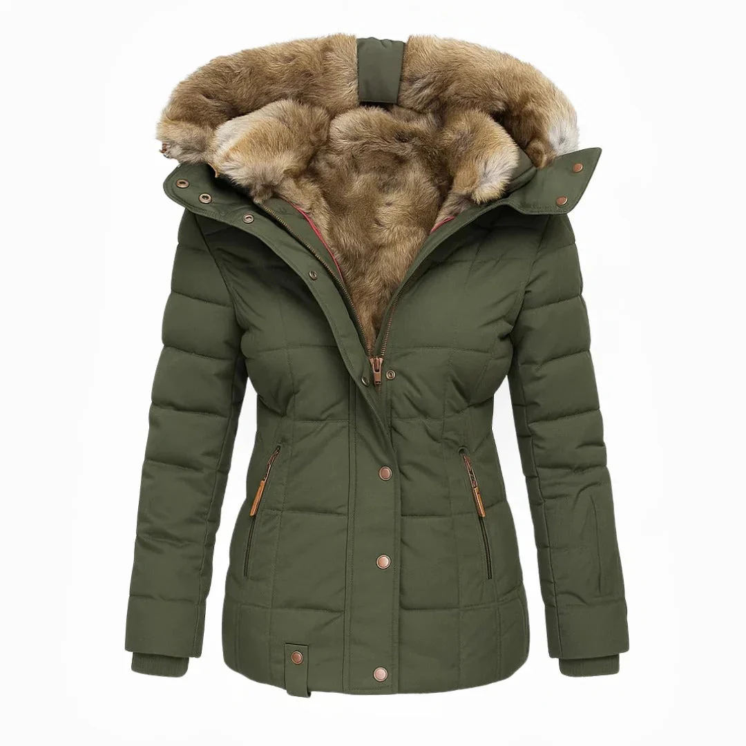 Manteau d’hiver femme élégant avec col en fausse fourrure – Image 5