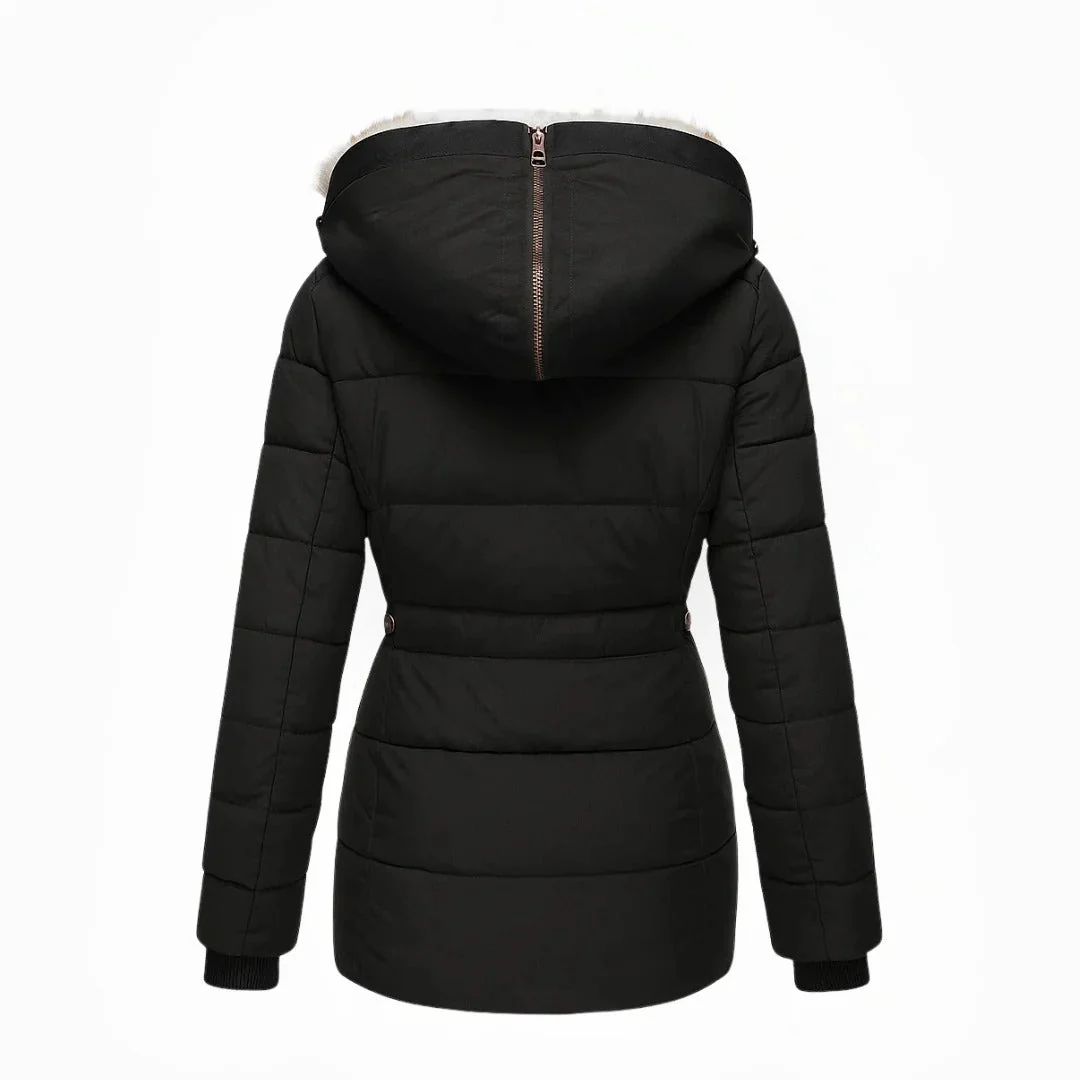 Manteau d’hiver femme élégant avec col en fausse fourrure – Image 3