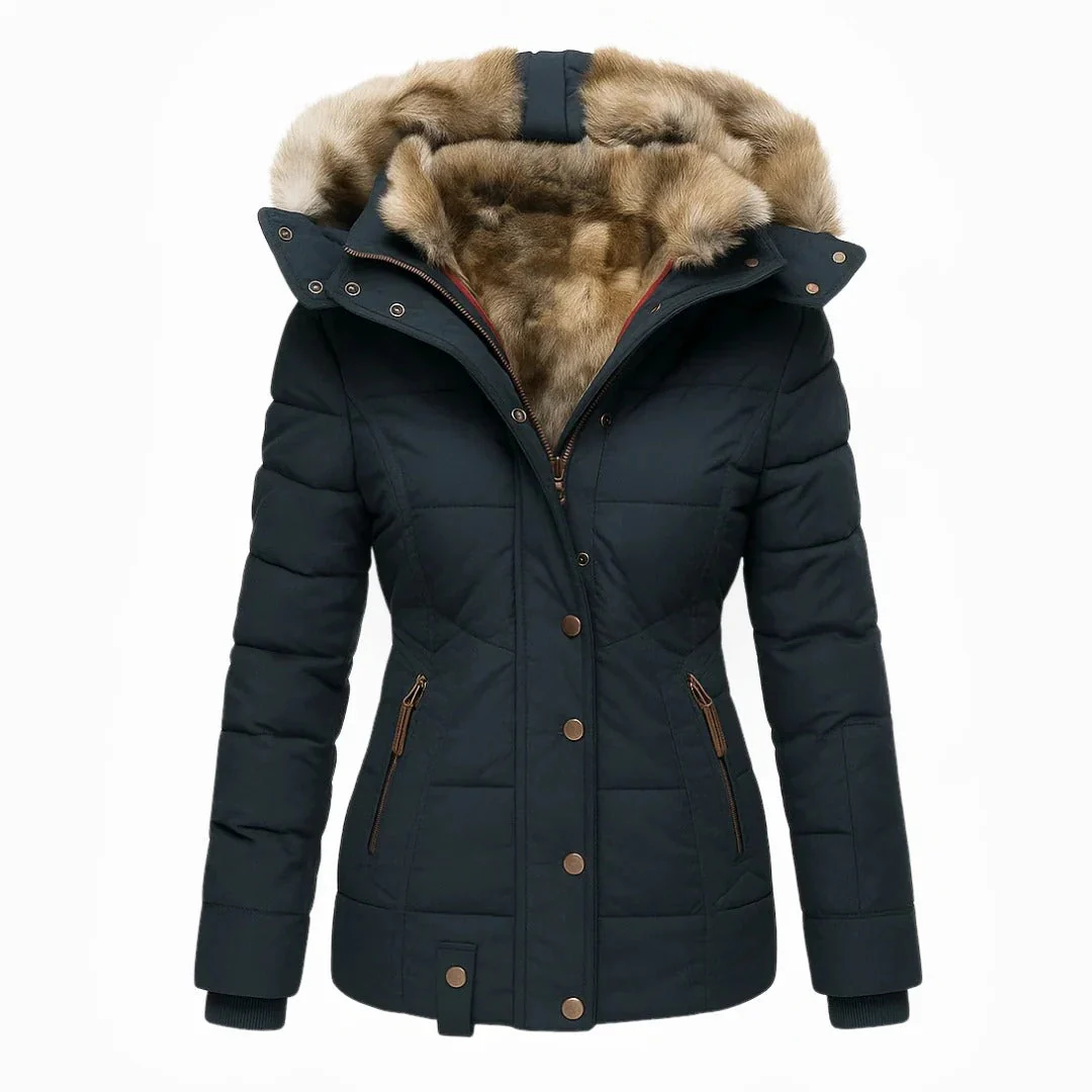 Manteau d’hiver femme élégant avec col en fausse fourrure – Image 6