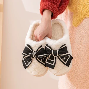 Chausson Moumoute Femme Noeud Papillon