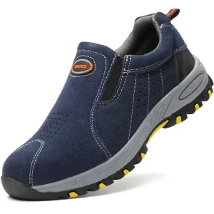 Baskets de Sécurité DOCKER BLUE - Chaussures de Travail S3 Sans Lacets [Daim Bleu Marine]