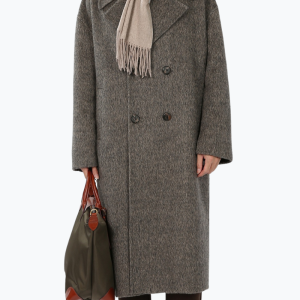 Manteau homme laine gris chiné croisé