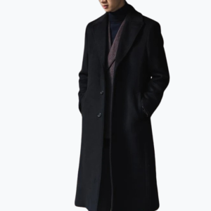 Manteau long homme ébène rétro
