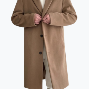 Manteau long homme sable distingué
