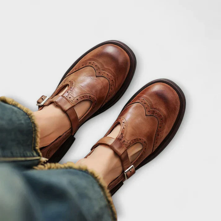 Chaussures confortables en cuir pour femme avec fermeture velcro – Image 3