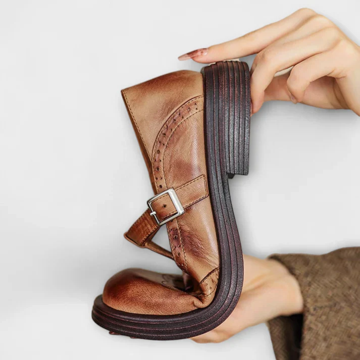 Chaussures confortables en cuir pour femme avec fermeture velcro – Image 5