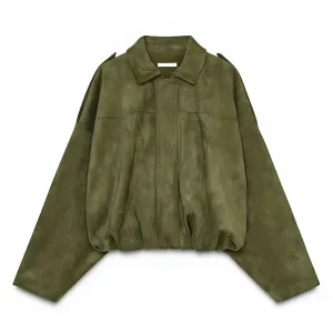Blouson bomber stylé aspect suédine